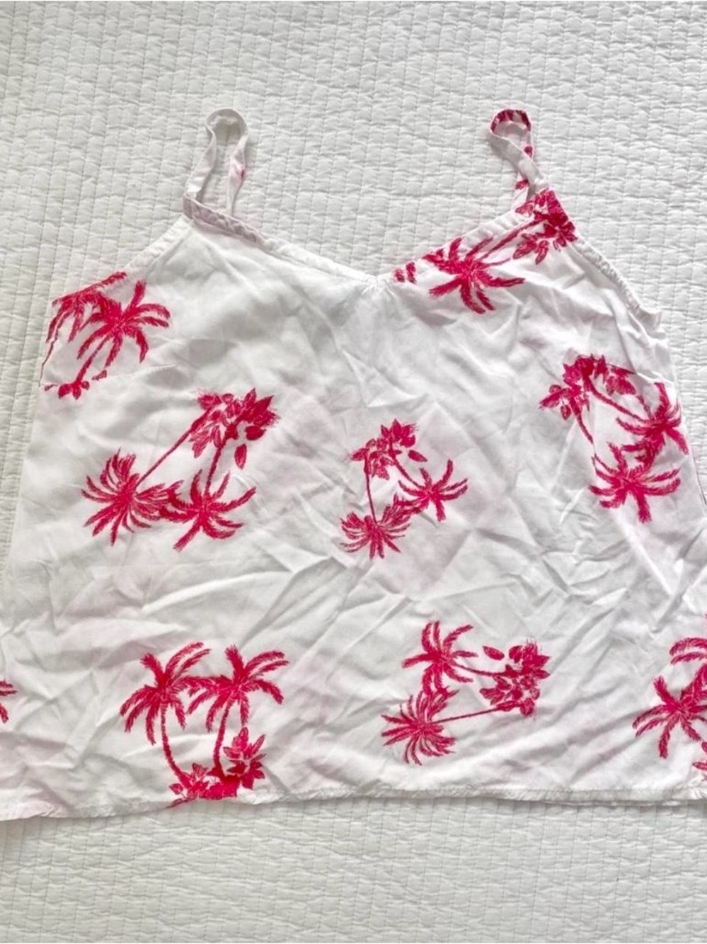 red and white palm tree flowy preppy tank top